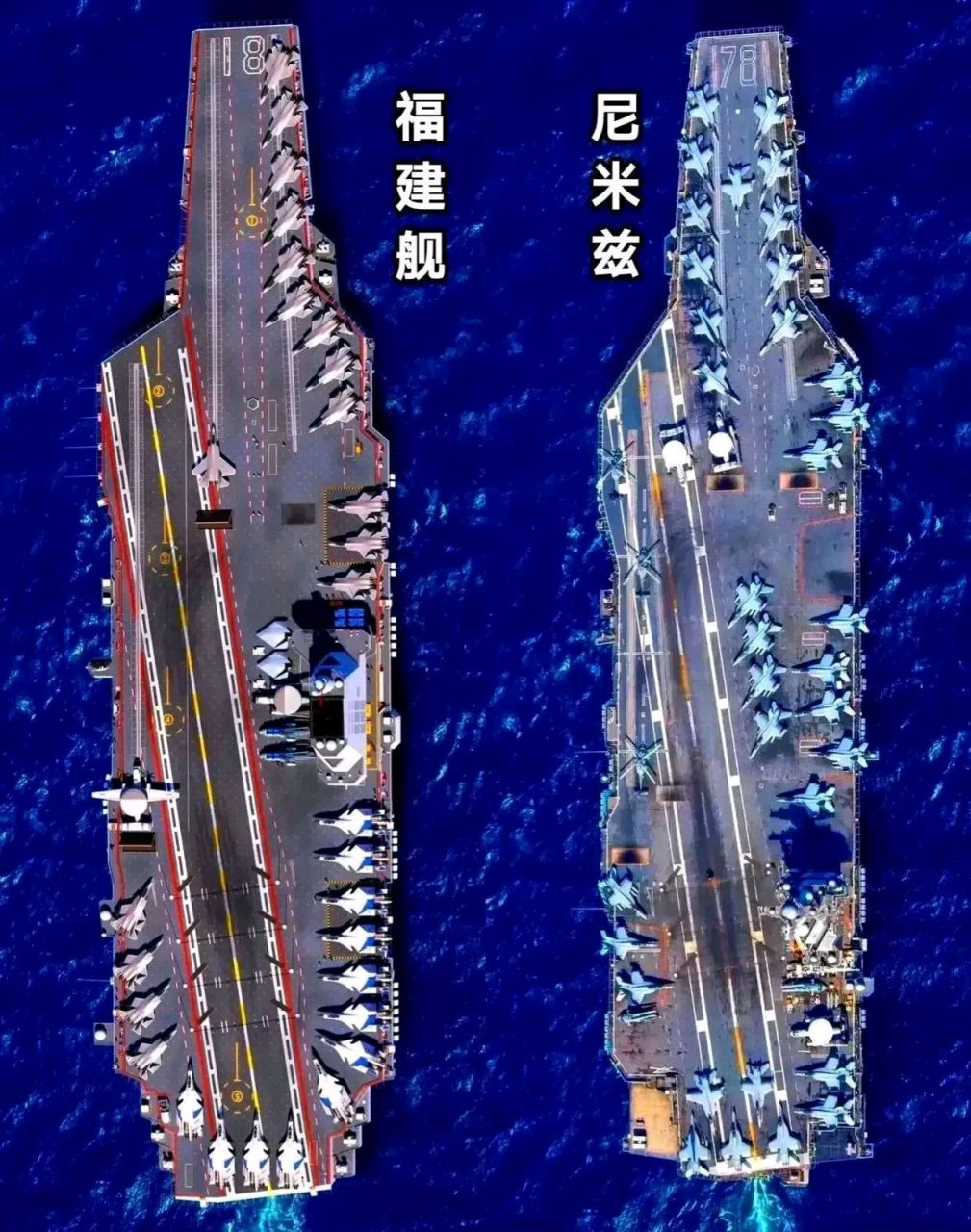 尼米兹级与福特级航母的区别，技术革新与海军力量的重塑，尼米兹级与福特级航母的技术革新与海军力量重塑对比