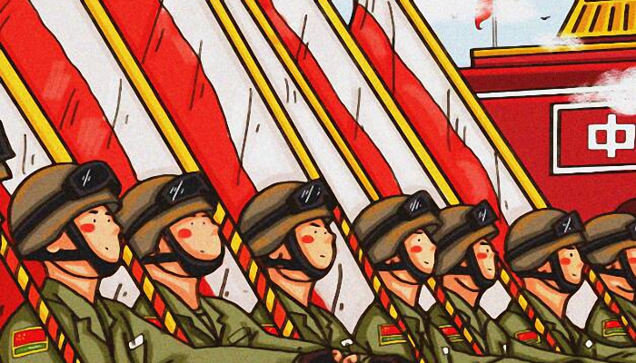 国庆阅兵方队简单画，一笔描绘荣耀瞬间，国庆阅兵方队简易素描，一笔绘出荣耀瞬间
