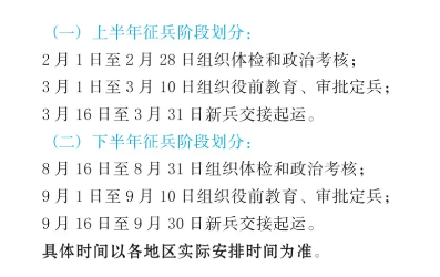 每年征兵时间安排及其重要性，年度征兵时间安排与国防建设的重要性
