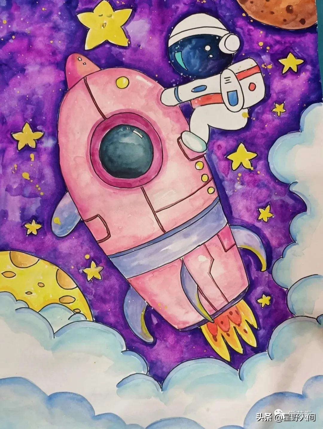 探索航空航天绘画作品，艺术与科技的完美结合，航空航天绘画，艺术与科技的绝美融合之作
