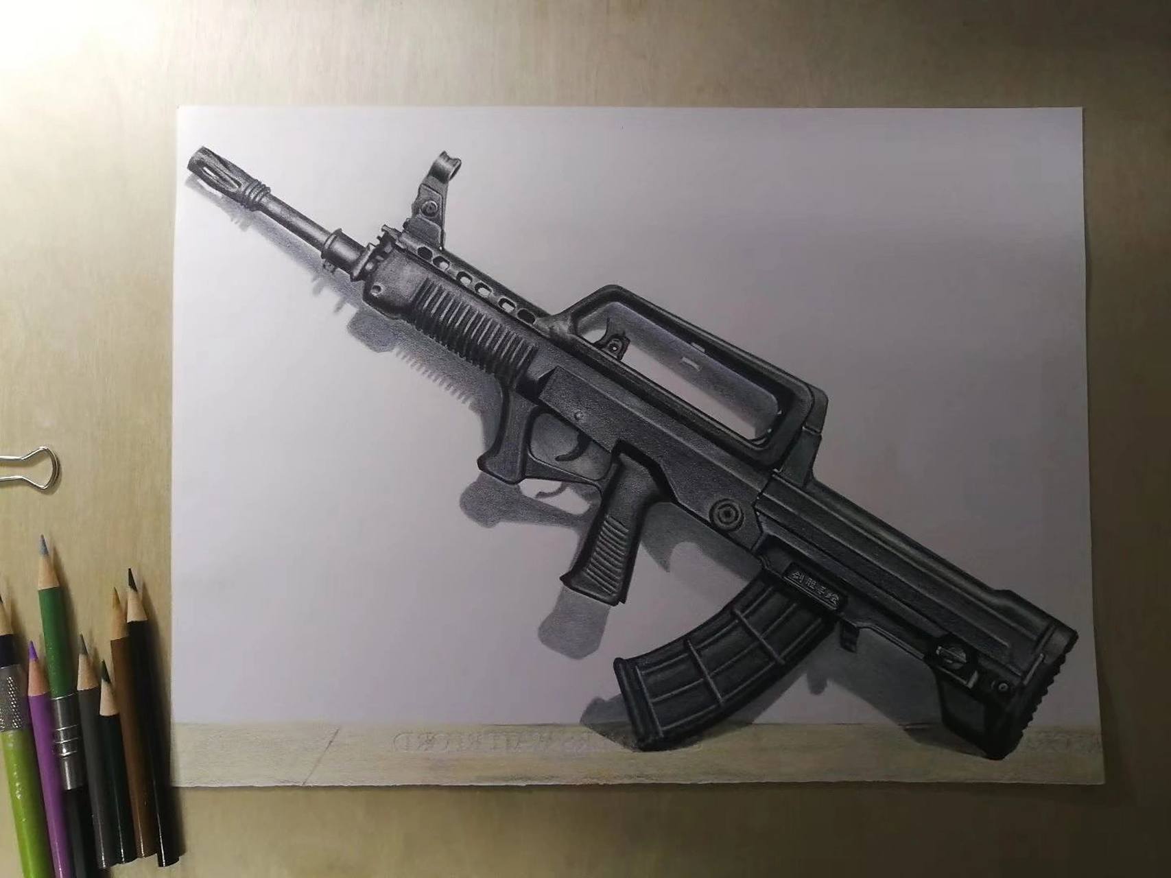 如何绘制03式自动步枪的细致画面,细致描绘03式自动步枪的绘画教程