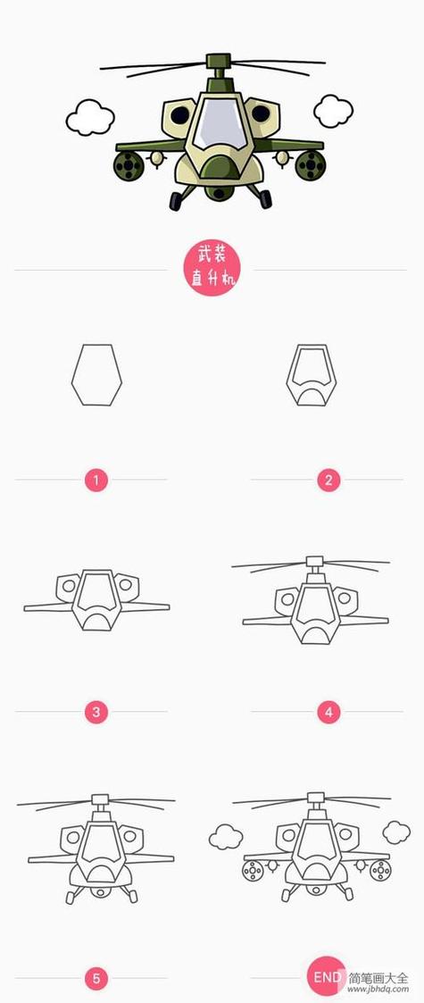 简单画阿帕奇武装直升机,阿帕奇武装直升机简易绘画教程